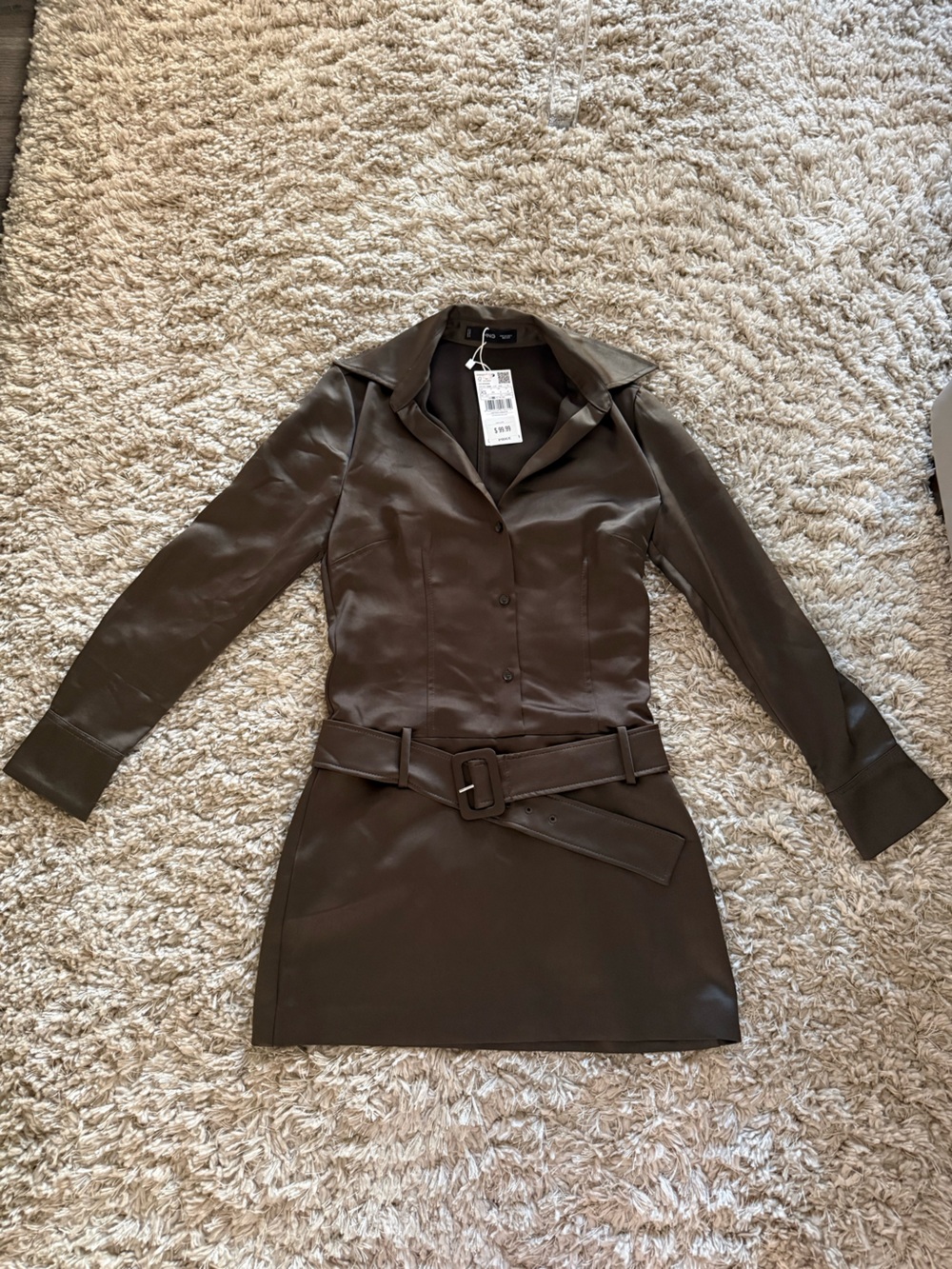 Mango women’s brown silk mini dress